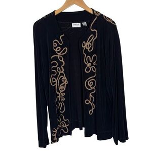 Chico’s Travelers Corded Trim Cardigan XL Artsy